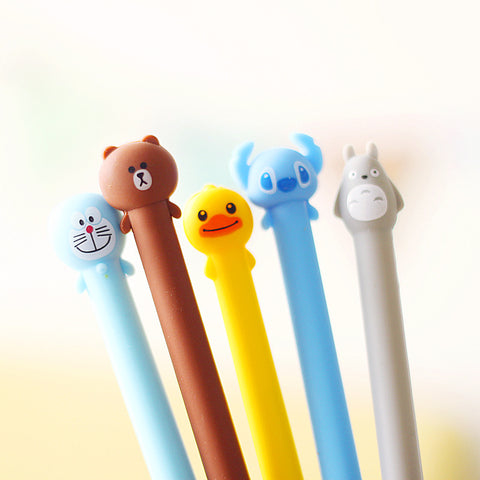 New 0.5mm black Kawaii Cartoon Totoro Gel pens Cute Creative Stationery For Students japanese School Supplies Doraemon pens