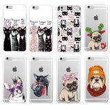 Cute Puppy Pug Bunny Cat Princess Meow French Bulldog Soft Phone Case Cover Coque Funda For iPhone 7 7Plus 6 6S 6Plus Samsung