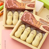 4 pcs/lot New Cute Kawaii Peanut Rubber Eraser Lovely Cartoon Smile Erasers For Kids Student School Supplies Free Shipping 637
