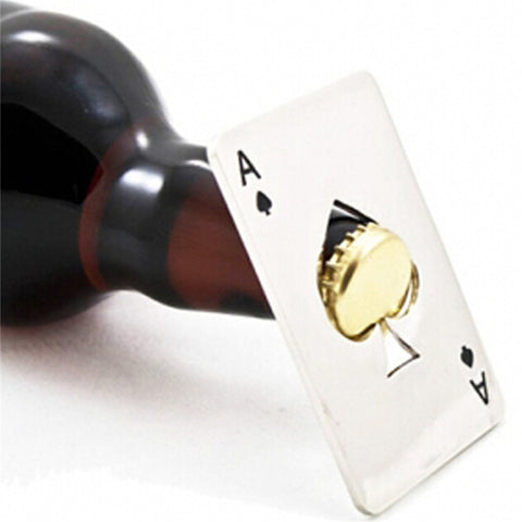 New Stylish Hot Sale 1pc Poker Playing Card Ace of Spades Bar Tool Soda Beer Bottle Cap Opener Gift