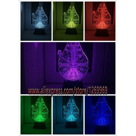 Star Wars home decoration bulb Kid bedroon Lamp Falcon 3D Night Light Touch Switch Colorful Gradient Mood Lighting Table Lamp