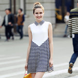 Quintina 2017 Summer Fashion Casual Striped Women Dress Elegant Sleeveless Office Dress Mini Vestidos Dresses Vintage Sundress