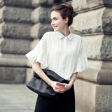 2017 New Summer Style Women's Shirt Casual Loose Blouse Short Sleeve Elegant Ruffles Blusas Femininas Fashion Women Tops