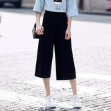 2017 Fashion Summer Women Pants Wide Leg Pants Elastic Waist Ankle-Length Trousers Women Capri Loose Casual Pants