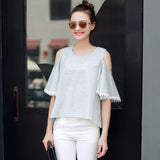 Summer Fashion Bandage Off  Shoulder Top Women T-Shirt 2017 Hollow Out O Neck T-Shirt Vintage Women Tops