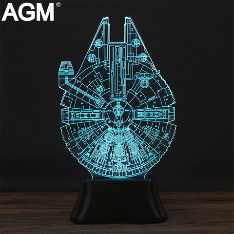 Star Wars Acrylic Table lamp 7 Colors Changing Desk Lamp 3D Lamp Novelty Led Night Light Millennium Falcon LED Light lampara Kid