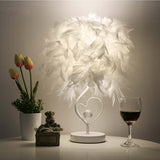 Bedside Reading Room Foyer Sitting Room Living Heart Shape White Feather Crystal Table Lamp Light With EU-Plug