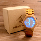 2017 BOBO BIRD LED Wooden Watches Digital Watch Men Kisai Night Vision Calendar Wristwatch for Men Minimal Time Display C-E03
