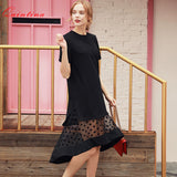 Quintina New Fashion Women Dress O-Neck Knee-Length Lady Dress Vestidos A-Line Summer Women Casual Dress