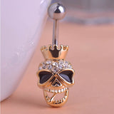 Piercing Shop Brand Black Enamel Skull Skeleton Body Jewelry Piercings Navel Belly Button Ring Accessories Steampunk Men Jewelry