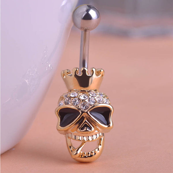 Piercing Shop Brand Black Enamel Skull Skeleton Body Jewelry Piercings Navel Belly Button Ring Accessories Steampunk Men Jewelry