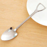 New Stainless Steel Spoon S M Size Shovel Shape Design Coffee Ice Cream Soup Honey Spoon Long Handle Tea Spoons for Kids