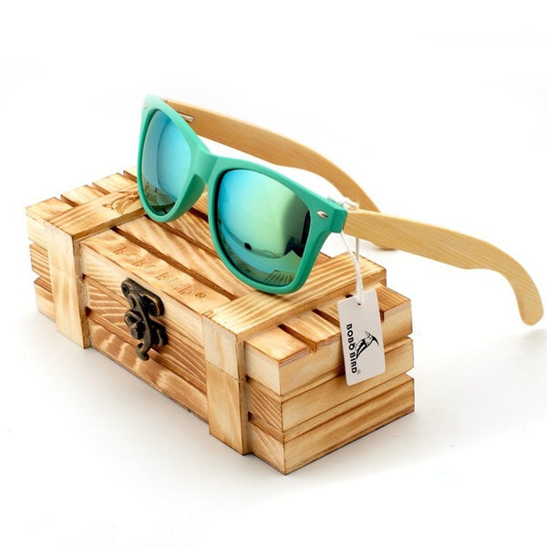 BOBO BIRD Bamboo Legs Men's Polarized Wood Holder Sun Glasses With Retail Wood Case Fashion Sunglasses for Men and Women 2017