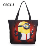 New Christmas Style Cute Minions Printed Canvas Tote Bag Fashion Female Beach Bag Single Shoulder Shopping Bags Large Capacity