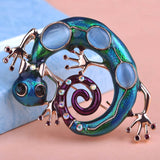 Large Blue Enamel Esmaltes Lizard Gecko Brooches Women Girls Corsages Green Brooch Diamante Embellishments Kihen Wedding Bijoux