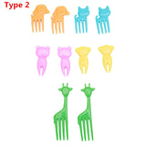 10pcs/pack Animal Farm Fruit Fork Mini Cartoon Children Snack Cake Dessert Food Fruit Pick Toothpick Bento Lunches Party Decor
