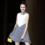 Quintina 2017 Summer Fashion Casual Striped Women Dress Elegant Sleeveless Office Dress Mini Vestidos Dresses Vintage Sundress