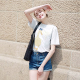 Ladies Casual Loose Punk Shirt Summer Style New 2017 Cotton Women Casual Tops O Neck Short Sleeve Animal Printed Elegant T Shirt