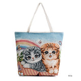 Miyahouse large Capacity Shoulder Bag Women Cute Cats Printed Canvas Handbag Shopping Bag Daily User Casual Tote Bags Female