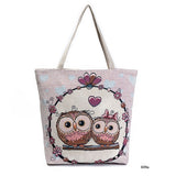 Miyahouse Cartoon Owl Printed Shoulder Bag Women Large Capacity Female Shopping Bag Canvas Handbag Summer Beach Bag Ladies