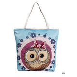 Miyahouse Cartoon Owl Printed Shoulder Bag Women Large Capacity Female Shopping Bag Canvas Handbag Summer Beach Bag Ladies