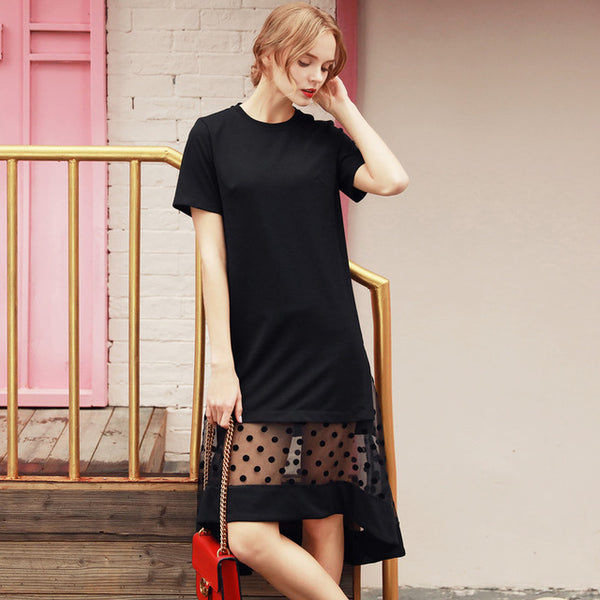 Quintina New Fashion Women Dress O-Neck Knee-Length Lady Dress Vestidos A-Line Summer Women Casual Dress