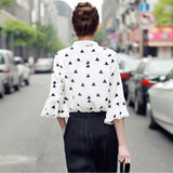 2017 New Fashion Women Blouse Summer Chiffon Elegant Shirts Blusas Femininas Triangle Printed Casual Shirt Summer Blouse