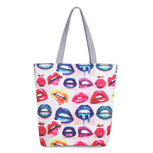 Butterfly Printed Casual Tote Large Capacity Female Handbags Single Shoulder Shopping Bags Daily Use Women Canvas Beach Bag