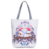 Butterfly Printed Casual Tote Large Capacity Female Handbags Single Shoulder Shopping Bags Daily Use Women Canvas Beach Bag
