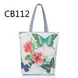 Butterfly Printed Casual Tote Large Capacity Female Handbags Single Shoulder Shopping Bags Daily Use Women Canvas Beach Bag