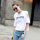 New Arrival 2017 Fashion Style Summer Shirt Women Hollow Out Top Tees Harajuku O-Neck Off Shoulder Kawaii Women Tops