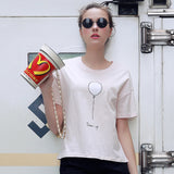 2017 New Arrival Casual Shirt Summer Preppy Style Fashion Women Top Tees Harajuku Candy Color O-Neck Short Sleeve Alien T Shirt