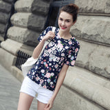 New Arrival Fashion Women Shirt Summer Style Women Floral Letter Printed Top Tees O Neck Short Sleeve Casual Loose T Shirt