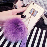 Luxury Fox Fur Ball Pendant Tassel Soft TPU Back cover Phone Case For iPhone 4 4S 5 5S SE 6 6S 7 Plus For Samsung S6 S7 Edge