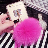 Luxury Fox Fur Ball Pendant Tassel Soft TPU Back cover Phone Case For iPhone 4 4S 5 5S SE 6 6S 7 Plus For Samsung S6 S7 Edge