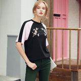 Quintina New Fashion Women Shirt Embroidery O-Neck Summer T-Shirt For Women Harajuku Short Sleeve Women Tops