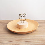 New Round Wood Wrought Iron Pastoral Style Notes Clip Creative Message Photo Clip Stand Memo Clip Note Holder Card Holder