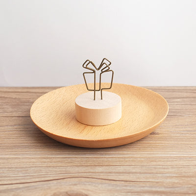 New Round Wood Wrought Iron Pastoral Style Notes Clip Creative Message Photo Clip Stand Memo Clip Note Holder Card Holder