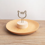 New Round Wood Wrought Iron Pastoral Style Notes Clip Creative Message Photo Clip Stand Memo Clip Note Holder Card Holder