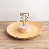 New Round Wood Wrought Iron Pastoral Style Notes Clip Creative Message Photo Clip Stand Memo Clip Note Holder Card Holder