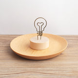 New Round Wood Wrought Iron Pastoral Style Notes Clip Creative Message Photo Clip Stand Memo Clip Note Holder Card Holder