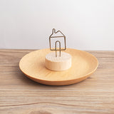 New Round Wood Wrought Iron Pastoral Style Notes Clip Creative Message Photo Clip Stand Memo Clip Note Holder Card Holder