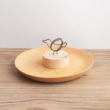 New Round Wood Wrought Iron Pastoral Style Notes Clip Creative Message Photo Clip Stand Memo Clip Note Holder Card Holder