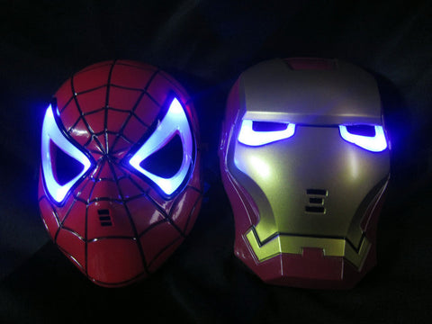 Halloween Hoilday Cosplay Mask Spider Man Mask With Led light Children Festival Iron Man mask for Masquerade Party red color