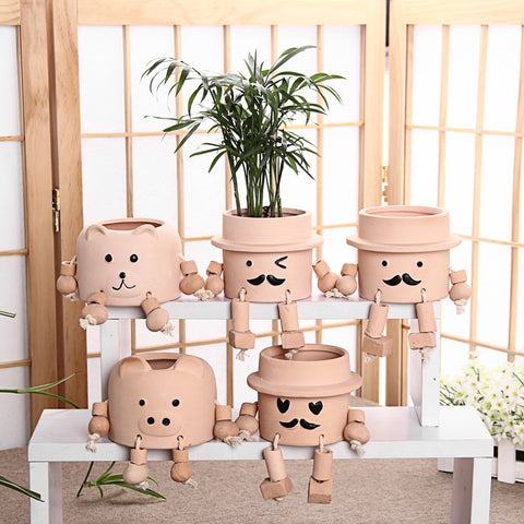 Dropship ceramic flower pot mini Fleshy flower pot home decor garden ornaments nursery pot office decor planter 5color