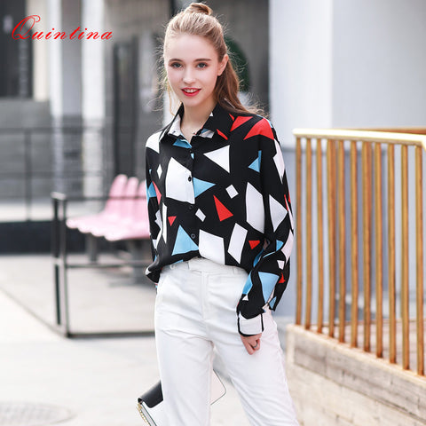Quintina New Fashion Printed Women Shirt Spring Plus Size Lady Shirts Blusas Femininas Vintage Women Tops Casual Women Blouse