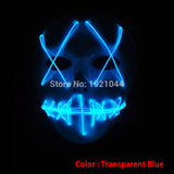 Halloween ghost Slit mouth light up glowing EL wire Cute mask Fashion Cosplay mask Costume mask for party By 3V Steady On Driver