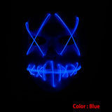 Halloween ghost Slit mouth light up glowing EL wire Cute mask Fashion Cosplay mask Costume mask for party By 3V Steady On Driver