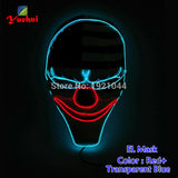 Halloween ghost Slit mouth light up glowing EL wire Cute mask Fashion Cosplay mask Costume mask for party By 3V Steady On Driver