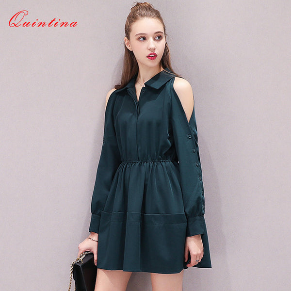 Quintina 2017 New Fashion Women Dress Casual Mini Lady Dress Off Shoulder Party Dress Vestidos Women Clothing Vintage Dress